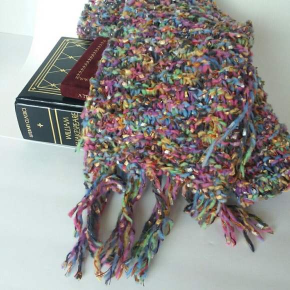Clearance Hand Knit Multi Colored Scarf - Picture 3 of 4